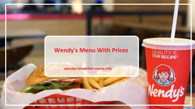 Wendy's Menu With Prices list